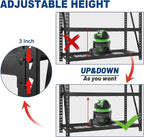 BILT HARD 72" W x 24" D Heavy Duty Garage Shelving, 72" H Storage Shelves, 5-Tier Industrial Metal Shelving Units with Adjustable Shelf, Steel Wire Utility Storage Shelves, 8000 LBS