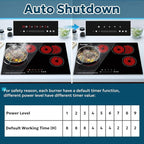 30 Inch Electric Cooktop 4 Burner 7400W Ceramic Stove, Built-in Electric Stove Top with Full Metal Frame Protection, Timer, Safety Lock, Pause, Dual Ring, 220V Hard Wired