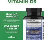ForestLeaf Vitamin D3 10000IU - Bone Health and Immune Support - Small Easy to Swallow Capsules - Non-GMO Gluten Free VIT D - VIT D3 Vitamin D Supplements for Women and Men, 180 Count