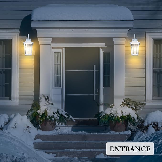 Darkaway Large Outdoor Wall Lights for House, 18inch Exterior Lighting Fixtures Wall Mount Outdoor Porch Lights Waterproof White Outdoor Sconce Lights with Seeded Glass for Patio Hallway Garage
