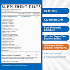 Probiotics 120 Billion CFU, Probiotics for Men & Women, Prebiotics + Digestive Enzymes, Highest Potency, 3-in-1 Complete Probiotic, Digestive Support, 30 Caps