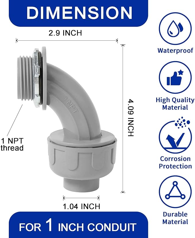 (1" Conduit Elbow 10 Pack) Yariwiz 1 inch Plastic Liquid Tight Conduit 90 Degree Elbow