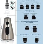 Kitchen Faucet Head Replacement – Pull-Down Sprayer for Moen, Delta| 3-Mode Sink Faucet Spray Head with 9 Adapters, Brushed Nickel, Kitchen Sink Sprayer Replacement.