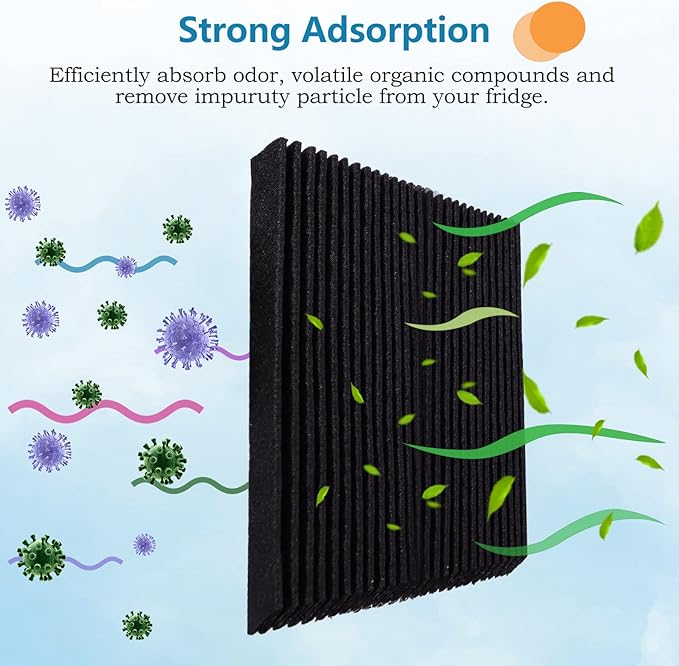 Refrigerator Air Filter Replacement 6 Pack - Carbon Activated Filter Compatible with Frigidaire & Electrolux Pure Air Ultra Reduce Odors for EAFCBF, PAULTRA, RAF1150 242061001,242047801, 242047804