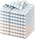 Nialnant 8PCS Dish Cloths,100% Cotton Soft Absorbent Cleaning Rags,Quick Drying Dish Towels for Kitchen,Washing Dishes-Blue Plaid+Yellow Plaid,12x12in