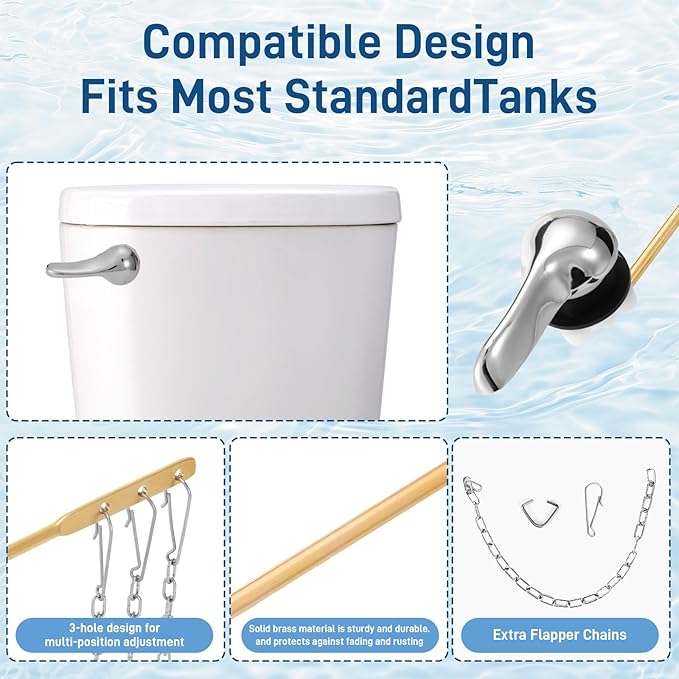 Universal Toilet Handle Replacement Kit ,Front Mount Toilet Flush Handle ,Zinc Alloy Toilet Handle Lever,Toilet Flush Handle Replacement Compatible with American Standard/Mansfield/Gerber (1 Pack)