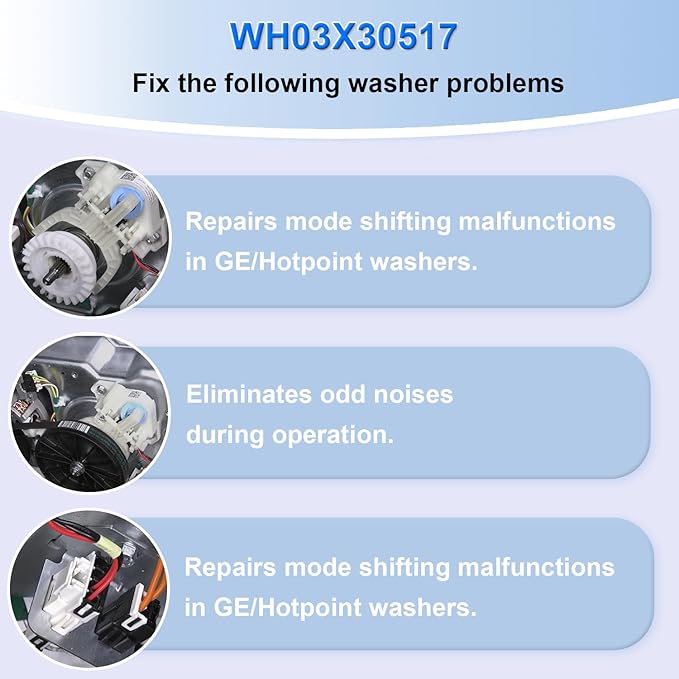 WH03X30517 GE Washer Shift Actuator - Washing Machine Compatible with GE and Hotpoint Models Replaces WH05X25036, AP7014559, PS16554752