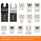 PECHAM 24PCS Universal Wood Metal Oscillating Multitool Quick Release Saw Blades Fit Porter Cable Black & Decker Rockwell Ridgid Ryobi Milwaukee Chicago Craftsman