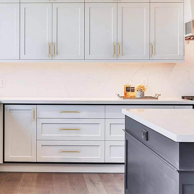 Amerdeco 10 Pack Champagne Bronze Cabinet Pulls, 3.75 Inch(96mm) Hole Center, Kitchen Cabinet Handles