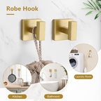 TQKAG 5-Pieces Brushed Gold Bathroom Hardware Accessories Set 23.6" SUS304 Stainless Steel Towel Bar Set Wall Mounted Square Toilet Paper Holder with Shelf