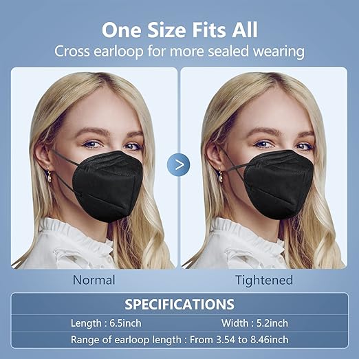 HUHETA 50 Packs KN95 Face Mask 5-Ply Breathable & Comfortable Filter Safety Mask (50PCS-MTC II Color)