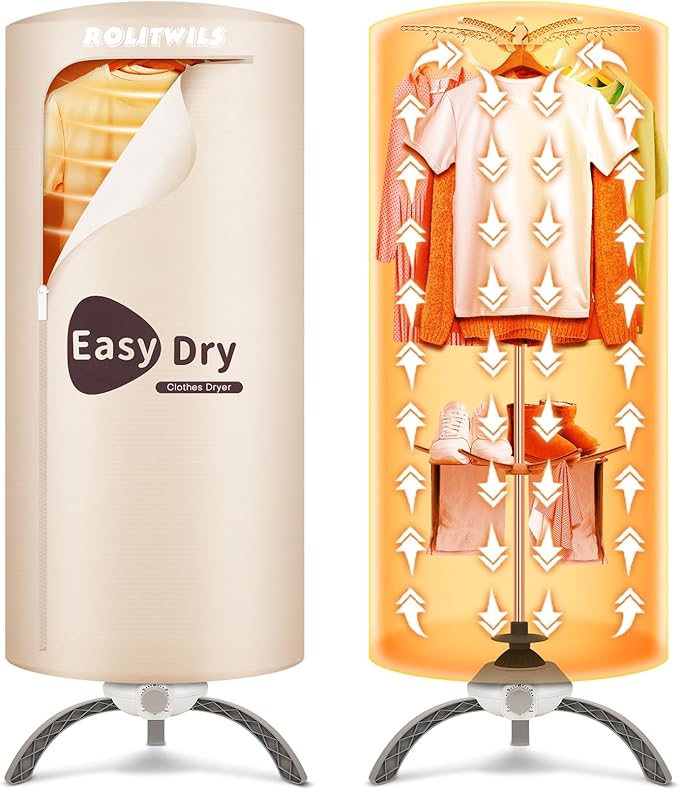 Portable Clothes Dryer 900W - Compact Mini Dryer for Small Apartments, Quick Dry Electric Clothes Dryer with Large Capacity for Dorm, RV, Travel