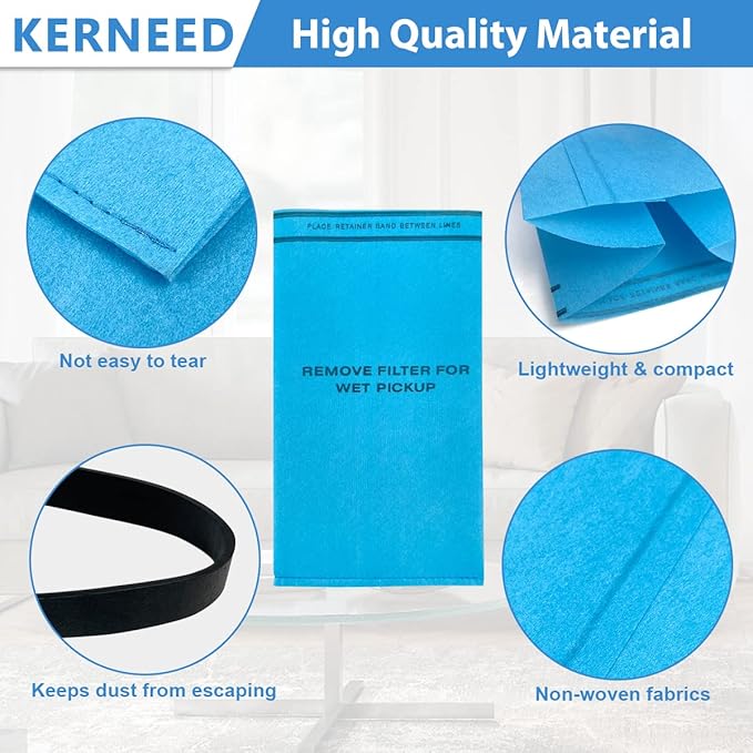 16 Pack Wet Dry Filter Bags Compatible with WORKSHOP WS01025F2, Craftsman 9-38737, MultiFit VF2000, Select 2-1/2 to 5-Gallon Shop Vac Vacuum Stinger Craftsman Husky (with 6 Retaining Bands)