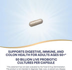 Nature’s Way Fortify Extra Strength† Probiotic Age 50+, 50 Billion Live Cultures, 11 Strains, Prebiotics, Digestive Health*, Immune Support*, Colon Health*, 30 Capsules (Packaging May Vary)