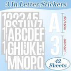 910 PCS 42 Sheets Letter Stickers Large Mailbox Numbers and Letters Self Adhesive Vinyl Waterproof Custom Alphabet Number Stickers for Mailbox Address, DIY Crafts, Door, Windows Decor (3 Inch,White)