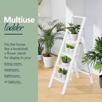 WOA WOA 4 Step Ladder for 10 Feet High Ceiling, Lightweight Foldable Ladder with Non-Slip Wide Pedals, Step Stool with Safe Handrail, Space Saving for Home, Kitchen, Indoor & Outdoor 300lbs - White