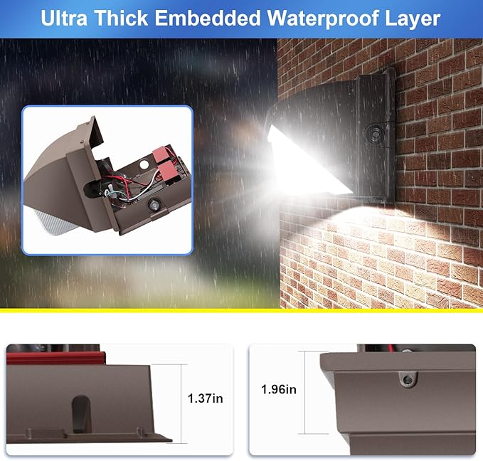 LED Wall Pack Lights Outdoor Dusk to Dawn Photocell 800W Eqv Bright 18000LM LED Exterior Buildings Security Lighting 5000K 120W LED Flood Wall Light 100V-277V IP65 Waterproof for Yard 6 Pack