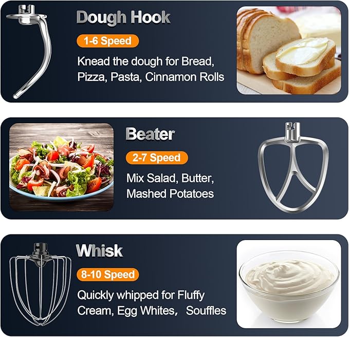 Stand Mixer, 6.5QT 10-Speed Tilt-Head Electric Stand Mixer, 3-In-1 Kitchen Mixer with Bowl, Dough Hook, Whisk and Beater, Food Mixer for Baking, Cake and Most Home Cooks, Light Green