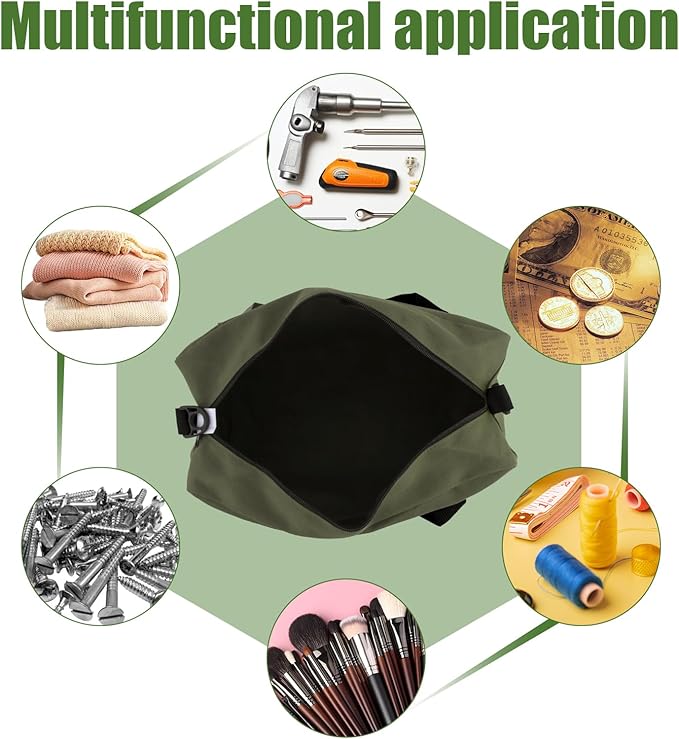 Small Tool Bag,Close Top Wide Mouth Tool Organizer Bag,Large Capacity Tool Bags for Men,Canvas Tool Storage Bag for Storage Handbag for Screwdrivers,Wrench,Pliers Hand Tools (Army Green, 20 Inch)