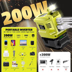 200W Portable Power Inverter Compatible with Ryobi 18V,Ecarke Real 200W Outdoor Generato Battery Converter with 2 USB&LED&AC Battery Powered Outlet,Convert DC 18V to AC 110V Portable Power Station