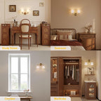 2-Light Gold Bathroom Light Fixtures, Wall Sconce with Brass Base & Milk Glass Shade, Gold Vintage Wall Lamp for Bedroom, Living Room, Hallway,Vanity,E26 Socket (Bulbs Not Included)