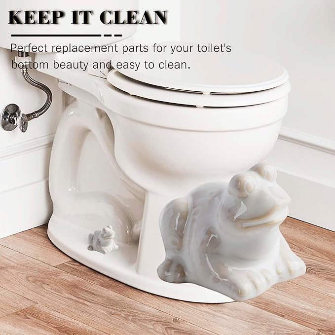Toilet Bolt Caps, White Frog Ceramic Bolt Caps Covers, Fun and Cute Bathroom Decor for Easy Toilet Installation - Decorative Covers (White frog)