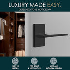 Mega Handles Apex Dummy Door Handles - 2 Pack Heavy Duty Black Door Handle, Non-Turning Door Handle for Hallway, Closet & French Doors, Single Side, Fits All Standard Doors - Matte Black