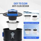 Ash Vacuum Cleaner -2.6 Gallon Fireplace Ash Vac with 800w Powerful Hose Non-Woven Dust Separator | Dry Stove Vacuum for Fireplaces Pellet Grill Wood Stove Fire Pits Blue