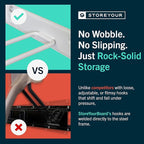 StoreYourBoard Wall-Mounted Rack With 4 Garage Hooks, Gray – Heavy-Duty Steel Holder Garage & Garden Storage for Shed, Workshop, or Home Organization – For Rakes, Shovels, Tools & More – 1 Pack, Gray