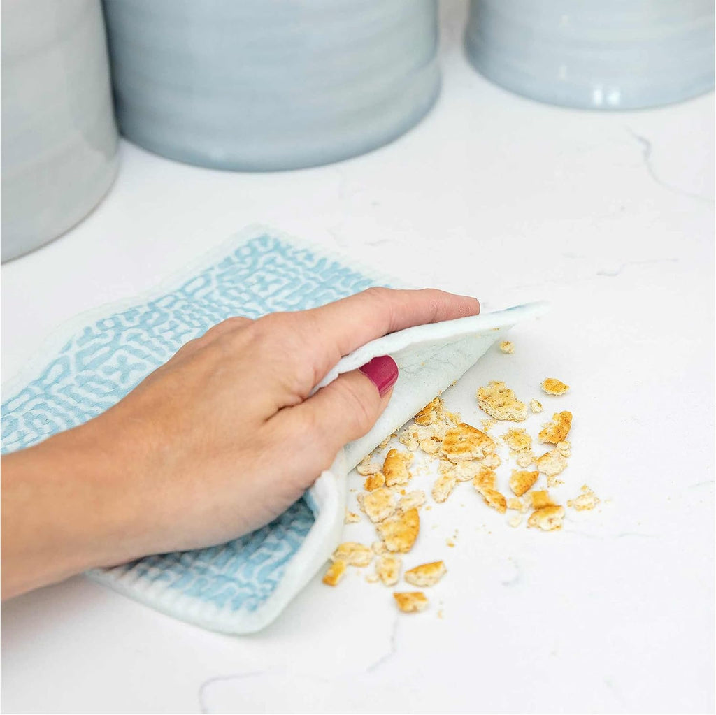 ELYN Swedish Dishcloths, Reusable & Washable Sponge Cloths, Absorbent Cleaning Paper Towels for Kitchen, Dishes, Counters and More, 5 Pack, Assorted Soft Botanical Patterns