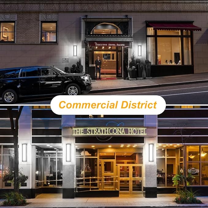 Sytmhoe LED Square Outdoor Wall Lights 2 Packs, 16inch 6000K 10%-100% Dimmable Exterior Wall Light Aluminum Body Waterproof IP65 led Porch Light for House Patio Garage Garden