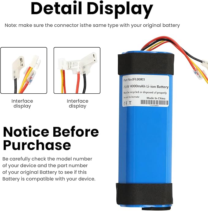 ANTIEE 4000 mAh Vacuum Cleaner Battery for Tineco iFloor 3, Floor One S3, Floor One S3, Breeze Cordless Wet Dry Aspirapolvere Robots 21.6 V