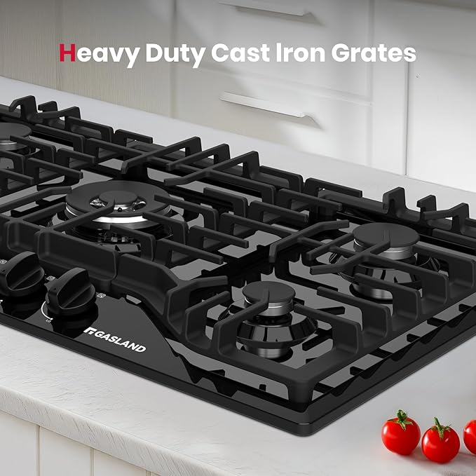 GASLAND 36 Inch Gas Cooktop 5 Burner, PRO GH2365EF, Built-in NG/LPG Convertible Stovetops, Gas Countertop Plug-in with Thermocouple Protection, Black