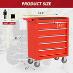 5 Drawers Rolling Tool Chest with Wheels, Portable Rolling Tool Boxes with Wheels, Tool Box Storage Cabinet with Locking System for Garage (RED, 5 Drawers)