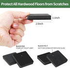 Ezprotekt 2.5" Felt Furniture Movers Sliders for Hardwood Floors, 24 Pcs Reusable Square Felt Furniture Moving Pads for Sofa Table Bed Desk Couch Cabinet, Furniture Glides Easily and Quickly (Black)