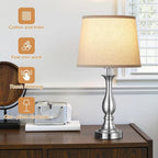 Bedside Table Lamp Touch Control Bedroom Lamps with USB-C USB-A Charging Port 3 Way Dimmable Touch Lamps for Nightstand Living Room Bedroom Dorm Home Office Reading, Set of 2