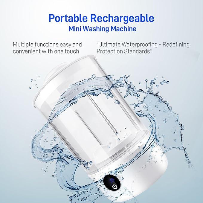 Portable Mini Washing Machine | Compact Deep Cleans Underwear, Baby Clothes, Small Laundry | Lightweight for Apartment, Dorm, Hotel, Travel & Camping | Quiet Energy-Efficient (MR201-US-White)