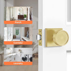 Haidms Gold Passage Door Knobs Interior, Zinc Alloy Brushed Gold Closet Door Knobs, Heavy Duty Round Brushed Brass Doorknobs for Hall Closet,Hallway(6 Pack)