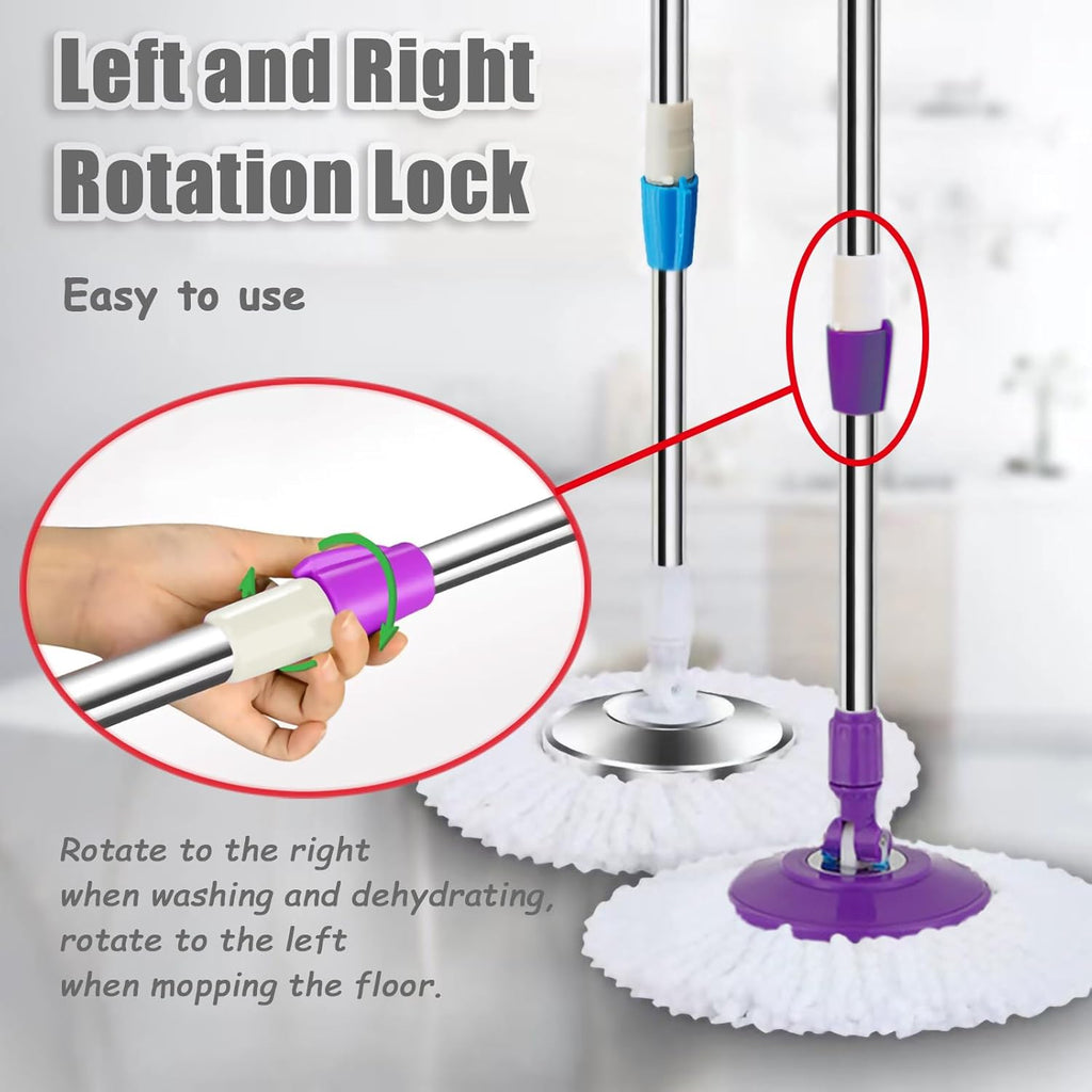 Spin Mop Replacement Mop Handle, 49-inch 360 Degrees Rotating Telescopic Replacement Mop Stick with Reinforced Plastic Disc for Spin Mop Bucket Cleaning System (Plastic Disc, Blue)