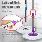 Spin Mop Replacement Mop Handle, 49-inch 360 Degrees Rotating Telescopic Replacement Mop Stick with Reinforced Plastic Disc for Spin Mop Bucket Cleaning System (Plastic Disc, Blue)