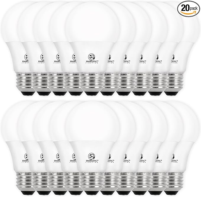 E ENERGETIC LIGHTING Dimmable LED Light Bulbs, 60W Equivalent, Soft White 2700K, 8W 800 Lumens LED Bulbs, E26 Base Standard Light Bulbs, ETL Listed, 20 Packs