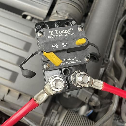 E9 3/8" Studs 200 Amp Circuit Breaker with Manual Reset | UL Certified | 12V - 48V DC Waterproof IP67 for Car Audio 200A Switchable Surface Mount