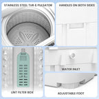 Zynkez 18lbs Portable Washing Machine, Fully Automatic Washing Machine with LED Display, 7 Wash Cycles, 26 Mins Quick Wash, Compact Clothes Washer with Drain Pump for Apartment, RV, Camp