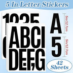 420 PCS 42 Sheets Letter Stickers Big Font Mailbox Numbers and Letters Self Adhesive Vinyl Waterproof Alphabet Number Stickers for Mailbox House Address, Cars, Poster, Business Decor (5 Inch,Black)
