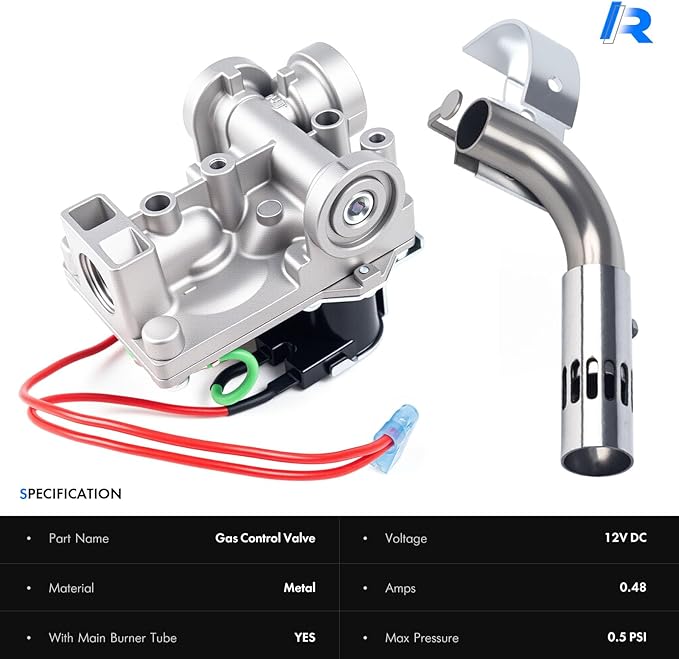 93844 & 91638 | RV Water Heater Solenoid Gas Control Valve w/Main Burner Tube Fit for Dometic Atwood 6 Gallon Water Heater GCH6-XX, GC6A-XX, GH6-XX, G6A-XX, GCH6A-XX, GC6AA-XX
