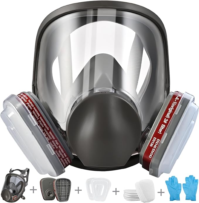 Half & Full Face Respirator Mask with Filters, Gas Masks for Construction Work, Paint, Dust, Spray, Welding, Sanding