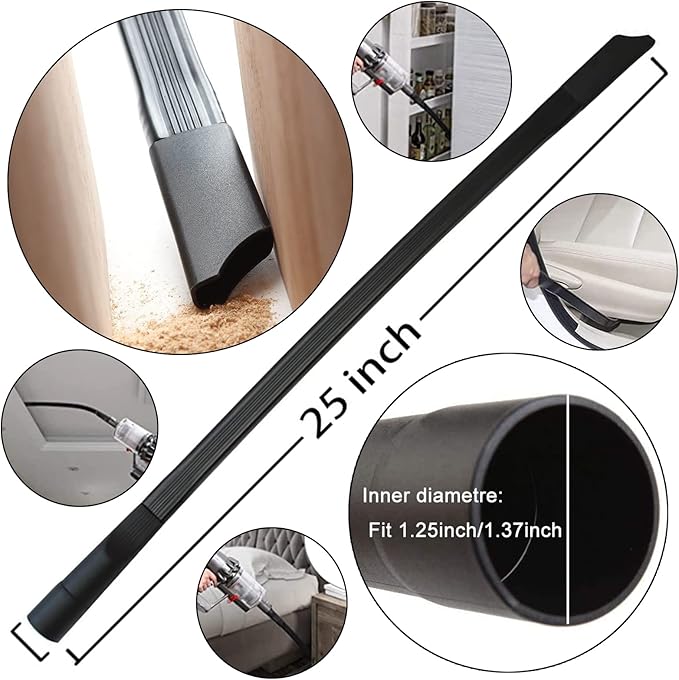 14Pcs Universal Vacuum Attachment Professional Shop Vac Accessories Wet Dry Vacuum Hose Adapter with Hair Brush Extension Wand Flexible Crevice Tool fit 2 1/2" to 1 1/4" and 1 7/8" to 1" Vacuum Hose