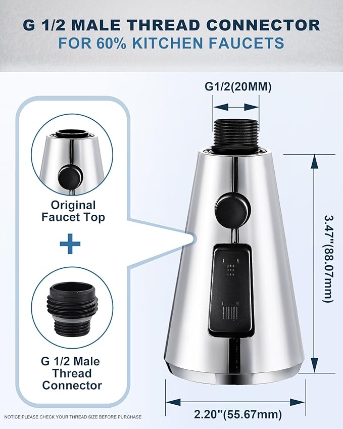 ALEASHA Pull Down Spray Head for Kitchen Faucet,3-Function Sink Spray Nozzle with 9 Adapters,Kitchen Faucet Head Replacement Compatible with American Standard Faucets,Chrome