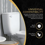 RAVINE Premium Modern Luxury Universal Toilet Handle Replacement, Majestic Collection. Toilet Lever Replacement, Easy Install (Chrome, Front Mount)