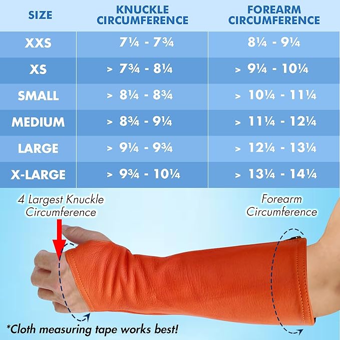 Arm Chaps Leather Protective Sleeves Arm Guard - Prevent Cuts, Scratches & Bruises - Genuine Cowhide - Ideal for Gardening & Construction - Left & Right Form-Fitting. Orange (1 Pair/Small).